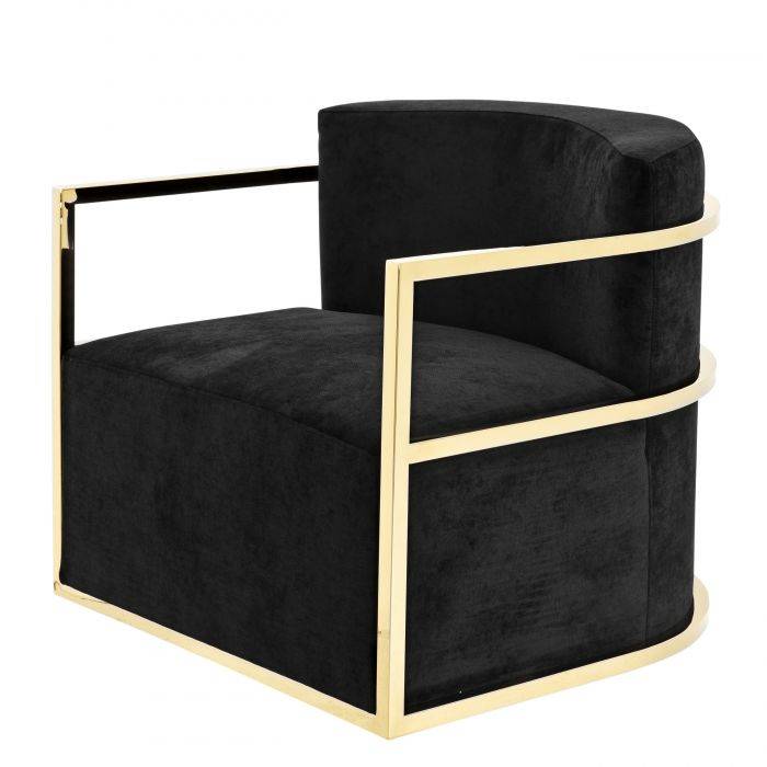Eichholtz 109110 Chair Emilio gold finish black velvet Eichholtz 109110 Chair Emilio gold finish black velvet
