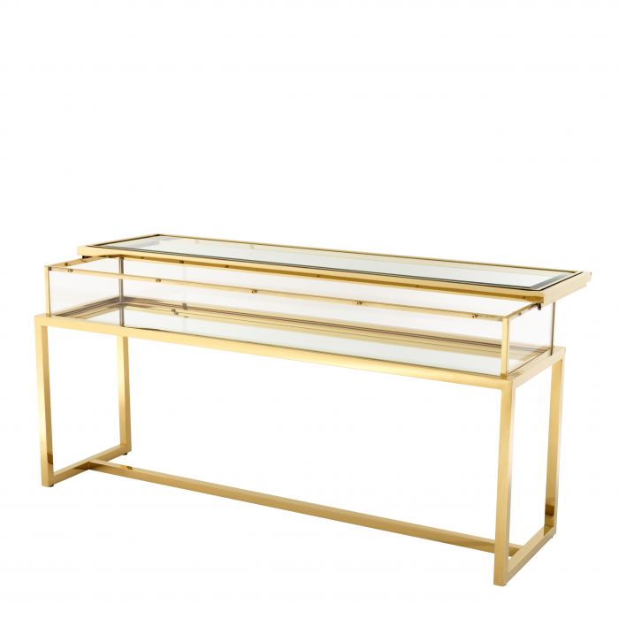 Eichholtz 109554 Console Table Harvey sliding top gold finish Eichholtz 109554 Console Table Harvey sliding top gold finish