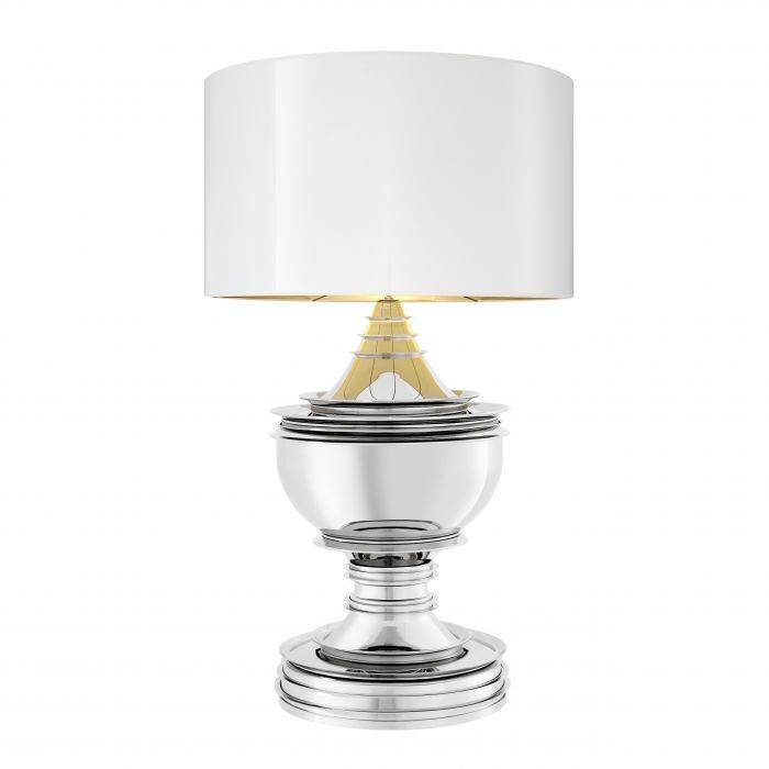 Eichholtz 107130 Table Lamp Silom nickel finish incl white shade Eichholtz 107130 Table Lamp Silom nickel finish incl white shade